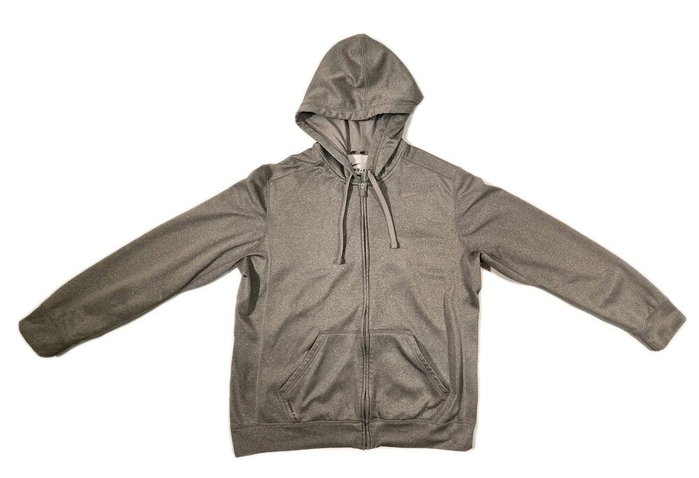 Nike Therma-FIT Hoodie Mens Large Gray Full Zip Hooded Sweatshirt Swoosh